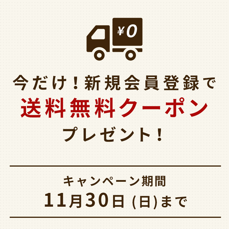 新規会員登録で送料無料クーポンをプレゼント！